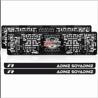Volkswagen R Logolu İsimli Takmatik Pleksi Plakalık (2 Adet)